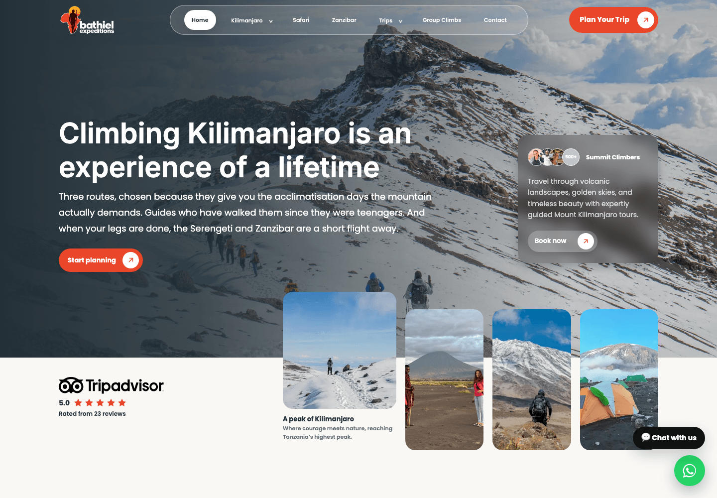 Bathiel Expeditions website homepage