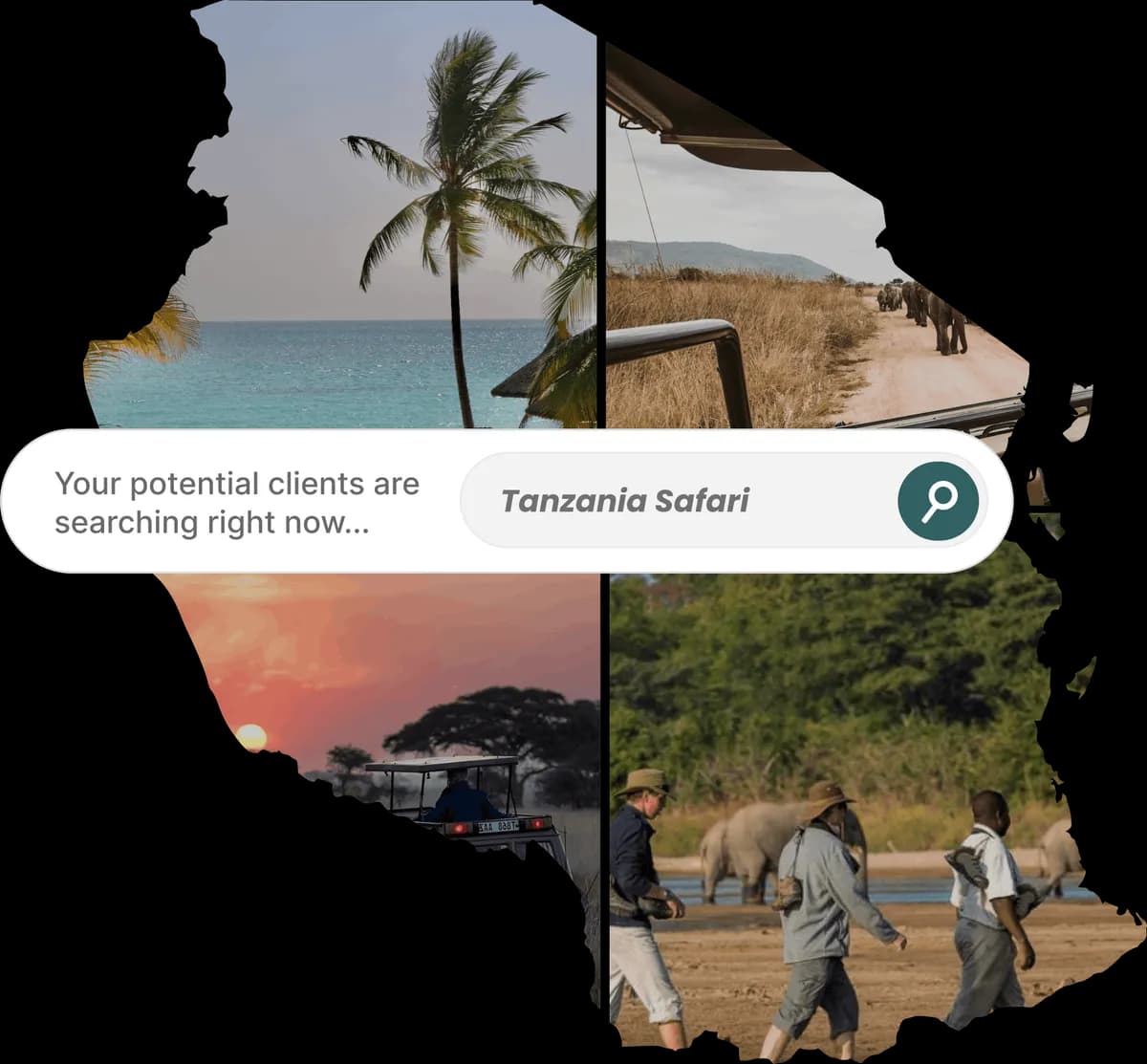 Map of Tanzania filled with safari, wildlife and Zanzibar travel photography
